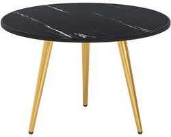 Salontafel Hout - Bijzettafel Balkon - Woonkamer Meubel - Marmerlook Patroon - 60x60x45CM - Multicolor