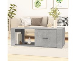 Salontafel Hout - Bijzettafel Theetafel - Woonkamer Inrichten - Met Lade Opbergvak - 100x50x35 cm - Beton Grijs