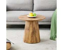 Salontafel - Imitatie houtnerf (vezelplaat met gemiddelde dichtheid) - Bijzettafel - Kleine tafel - Diameter 50 cm, hoogte 48 cm - Hoogwaardige decoratieve houtnerffolie - Natuurlijke houtkleur