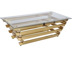 Salontafel Imme Goud - Staal - Vierkant - 130x70cm - Hoogte 45 cm
