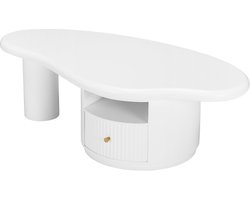 Salontafel in Wolkenvorm met Lade Bureau Bijzettafel Wit