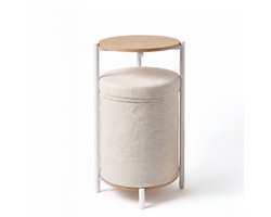 Salontafel incl. 2 zitkrukken met opbergruimte Nestup 1 wit / eiken hjh LIVING