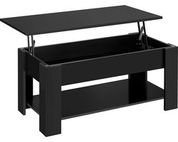 Salontafel Industrieel Vintage Design - Rechthoek - Koffietafel - Salontafels Vierkant - Uitklapbaar - Zwart