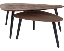 Salontafel Jamal - Espresso Mangohout - Set van 2
