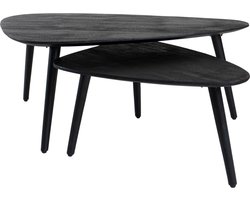 Salontafel Jamal - Zwart Mangohout - Set van 2