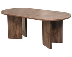 Salontafel Japandi ovaal bruin melamine 120cm Hano japanse bijzettafel