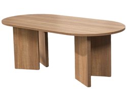 Salontafel Japandi ovaal lichtbruin melamine 120cm Hano japanse bijzettafel