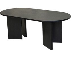 Salontafel Japandi ovaal zwart melamine 120cm Hano japanse bijzettafel