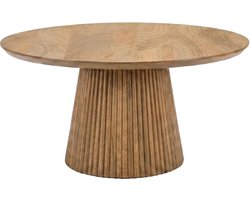 Salontafel Japandi rond lichtbruin mangohout 80cm Kimi bijzettafel Japanse stijl