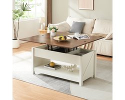 Salontafel Kasama 110x55x54 cm walnootkleurig en wit [en.casa]