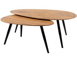Salontafel Kassel organisch set van 2 Mangohout 1,7 cm dik - Naturel