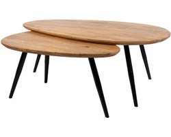 Salontafel Kassel organisch set van 2 Mangohout 2,5 cm dik - Naturel