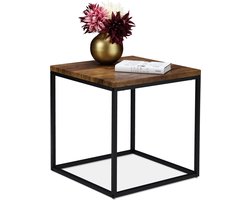 salontafel - klein - 45x45 cm - industrieel - woon- en slaapkamer - staal - houtlook