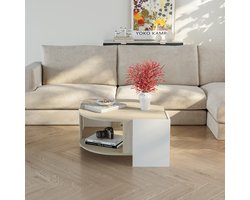 Salontafel Klipsari 75x75x40 cm wit en travertin [en.casa]