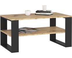 Salontafel Koffietafel ALEX / Artisan Eik - Zwart / 92x45x53 cm