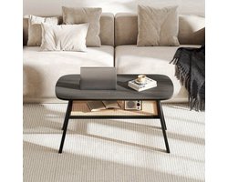 Salontafel – Koffietafel – Bijzettafel – Woonkamertafel – Tafel – Rattan Opbergruimte – Rubberen Houten Poten
