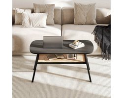 Salontafel – Koffietafel – Bijzettafel – Woonkamertafel – Tafel – Rattan Opbergruimte – Rubberen Houten Poten