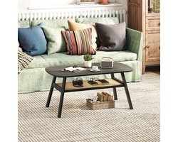 Salontafel – Koffietafel – Bijzettafel – Woonkamertafel – Tafel – Rattan Opbergruimte – Rubberen Houten Poten