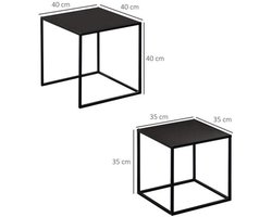 Salontafel – Koffietafel – Bijzettafel – Woonkamertafel – Tafeltje – Set Van 2 – Modern Design – Stalen Frame Zwart – 120x59x45 cm – Draagkracht 10 kg