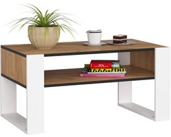 Salontafel Koffietafel DOMI / Craft Eik - Wit / 92x45x53 cm