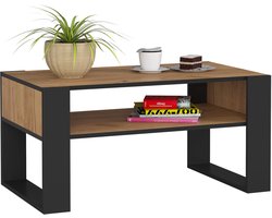 Salontafel Koffietafel DOMI / Craft Eik - Zwart / 92x45x53 cm
