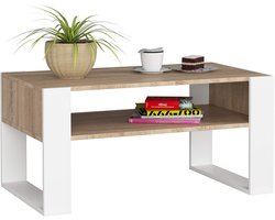 Salontafel Koffietafel DOMI / Sonoma Eik - Wit / 92x45x53 cm