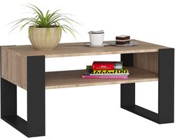 Salontafel Koffietafel DOMI / Sonoma Eik - Zwart / 92x45x53 cm