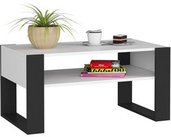 Salontafel Koffietafel DOMI / Wit - Zwart / 92x45x53 cm