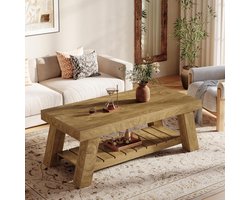 Salontafel - Koffietafel lage tafel - Woonkamer inrichten - Afgeronde hoeken - 120 x 60 x 50 cm - Bruin