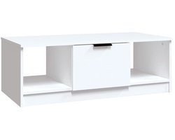 Salontafel | Koffietafel | Woonkamertafel | Bijzettafel 102x50x36 cm bewerkt hout wit