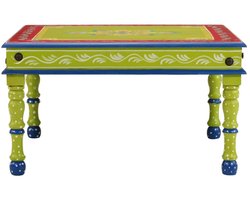 Salontafel | Koffietafel | Woonkamertafel | Bijzettafel handbeschilderd massief mangohout groen