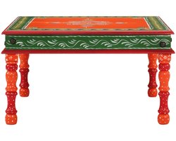 Salontafel | Koffietafel | Woonkamertafel | Bijzettafel handbeschilderd massief mangohout oranje
