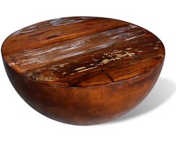 Salontafel | Koffietafel | Woonkamertafel | Bijzettafel komvormig met stalen frame gerecycled hout