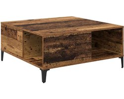 Salontafel | Koffietafel | Woonkamertafel | Bijzettafel Oud Hout 80 x 80 x 36,5 cm Bewerkt hout