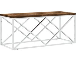 Salontafel | Koffietafel | Woonkamertafel | Bijzettafel roestvrij staal en massief hergebruikt hout