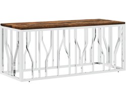 Salontafel | Koffietafel | Woonkamertafel | Bijzettafel roestvrij staal en massief hergebruikt hout