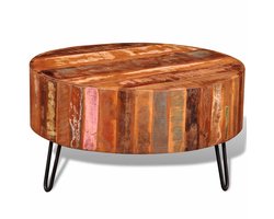 Salontafel | Koffietafel | Woonkamertafel | Bijzettafel rond massief gerecycled hout