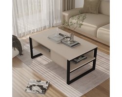 Salontafel Laukaa met plank 100x60x45 cm grijsbeige en zwart [en.casa]