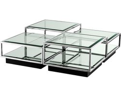 Salontafel Lennon 130x130x40cm zilver Helder Glas/Spiegel