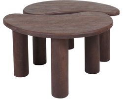 Salontafel Lina - Espresso Mangohout - Set van 2 - Organisch - Japandi