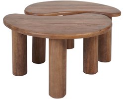 Salontafel Lina - Mangohout - Set van 2 - Organisch - Japandi