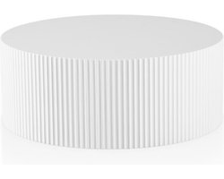 Salontafel Loua Wit - MDF - Rond - 90x90cm - Hoogte 35 cm