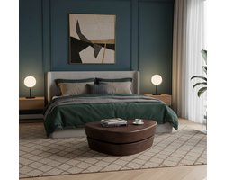 Salontafel Luno 110x80 cm – Organisch Design – Espresso Mangohout – Ronde Driehoek Vorm – Moderne Lage Tafel – Medahomestore