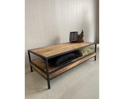 Salontafel Luuk 120x60x40 cm met onderblad mangohout en metaal