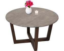 Salontafel -M62, Bijzettafel, HDF Laminaat Ø80cm - Marmer/Steen-Optiek
