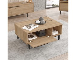 Salontafel Majaajoå 90x60x37,5 cm eikenkleurig en zwart [en.casa]