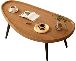Salontafel Mangohout - Bijzettafel Hout - Woonkamer Decoratie - Verhoogde Randen - 100 x 60 x 38 cm - Messing