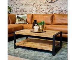 Salontafel Mangohout Britt met onder plank - 110 cm - Duurzaam - Bijzettafel - Tafel - Eettafel - Woonkamer - Opzettafel - Massief - Mango hout