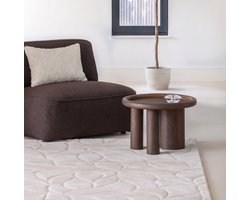 Salontafel Marlot rond mangohout 60x60x41 cm - walnoot bruin - Japandi