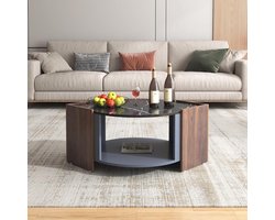 Salontafel Marmerlook Hout - Koffietafel Uniek - Woonkamer Decoratie - Unieke Lijnen - 965 x 63 x 40 cm